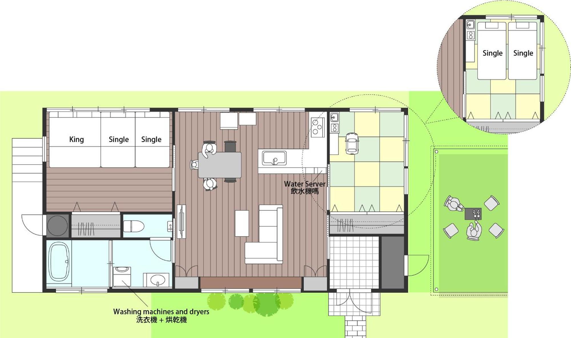 Villa -coral Base- 4人以上に最適,お子様連れファミリー大歓迎,広々貸切一軒家,充実アメニティ Onna